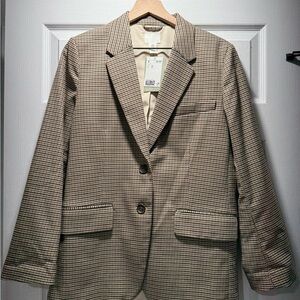 H&M Brown and Cream Houndstooth Blazer